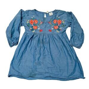 H&M Chambray Embroidered Swing Dress Size 4/5